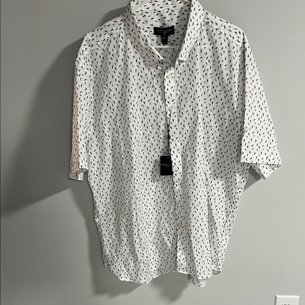 Pronto Uomo White Shirt with Black Pattern